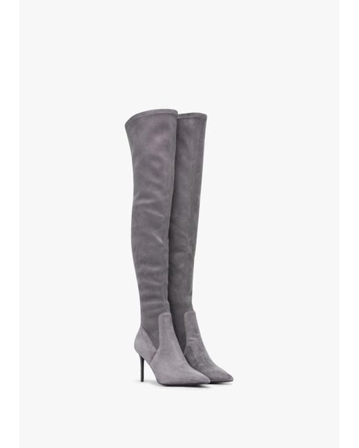 Daniel Black Stret Grey Suede Over The Knee Boots