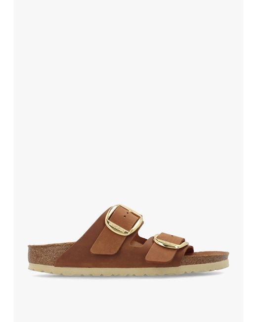 Birkenstock Brown Arizona Big Buckle Tan Leather Two Bar Mules