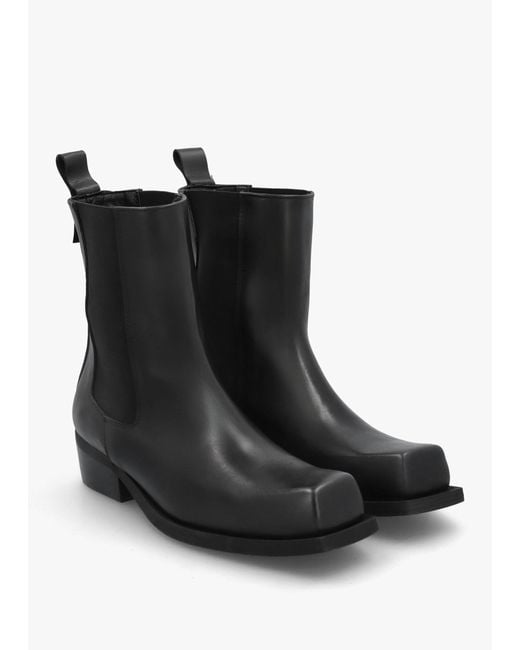 Daniel Black Square Toe Stacked Heel Chelsea Boots