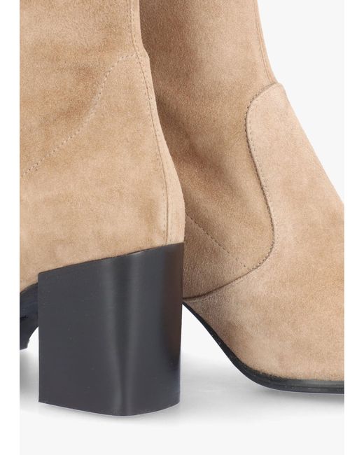 Evaluna Natural Kaky Suede Block Heel Ankle Boots