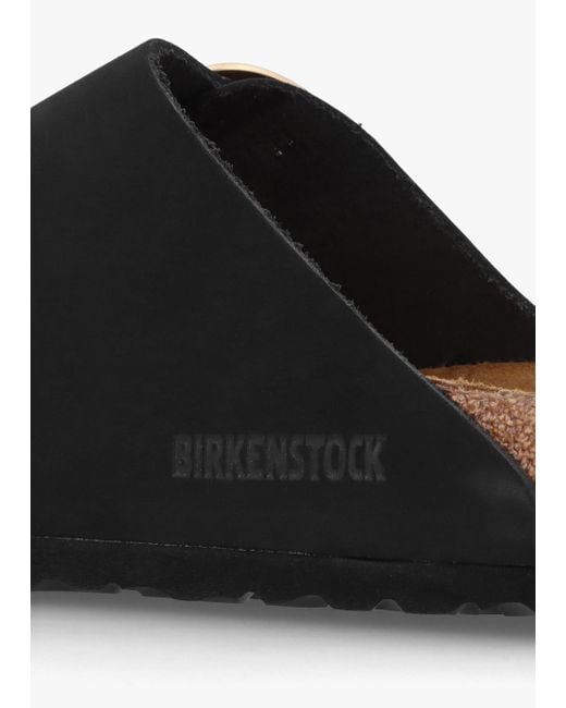 Birkenstock Arizona Big Buckle Black Nubuck Leather Two Bar Mules
