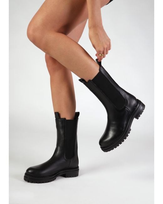 Daniel Izzie Black Leather Elongated Chelsea Boots