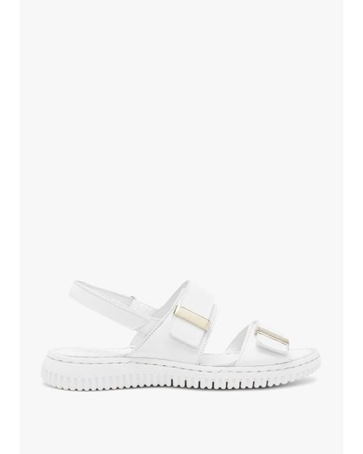 Daniel Lellie White Leather Two Bar Sandals