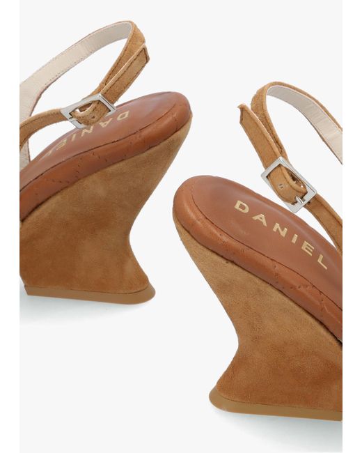 Daniel White Margot Tan Suede Sculpted Wedge Sandals