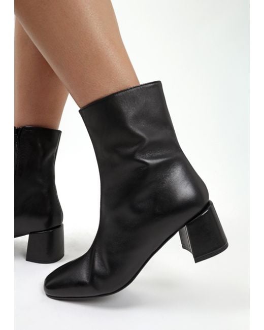 Daniel Laney Black Leather Block Heel Ankle Boots
