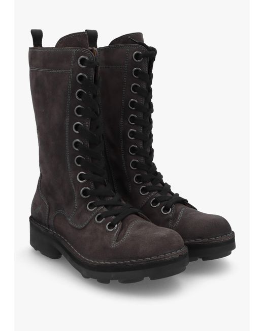 Fly London Black Naji Diesel Suede Calf Boots
