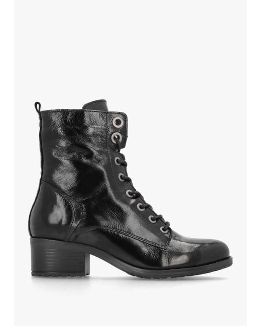 Moda In Pelle Bezzie Black Patent Leather Block Heel Ankle Boots