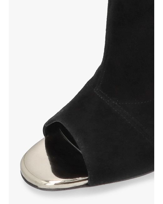 Daniel Piper Black Suede Open Toe Heeled Shoe Boots