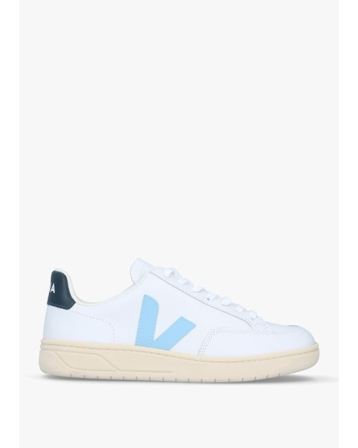 Veja Blue V-12 Leather Extra White Steel Nautico Trainers