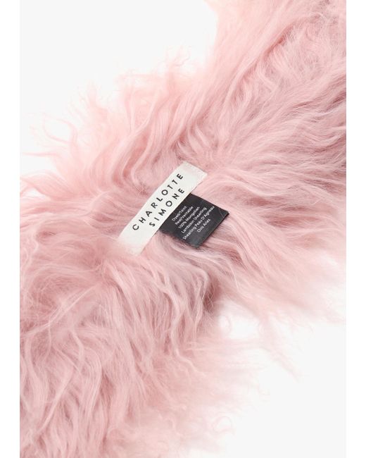 Charlotte Simone Pink Ombre Shaggy Mongolian Lambswool Scarf