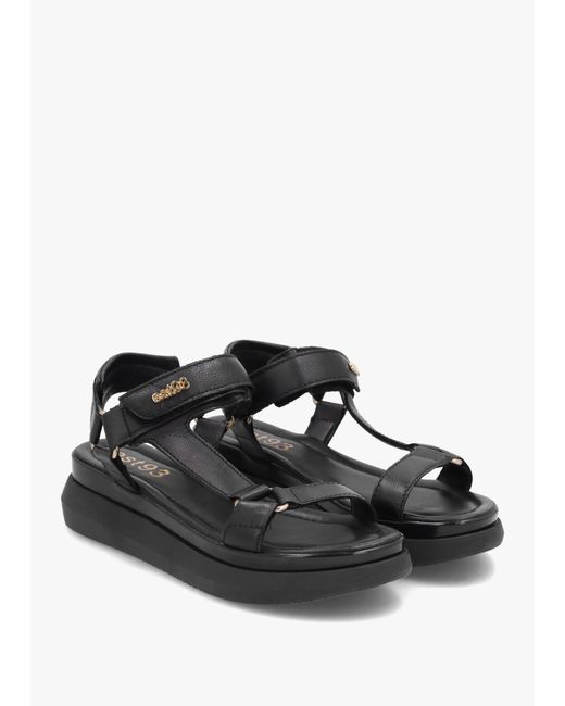 Daniel Mazey Est93 Black Leather Flatform Sandals