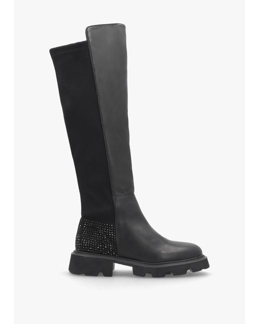 Daniel Alice Black Leather Elasticated Over The Knee Boots