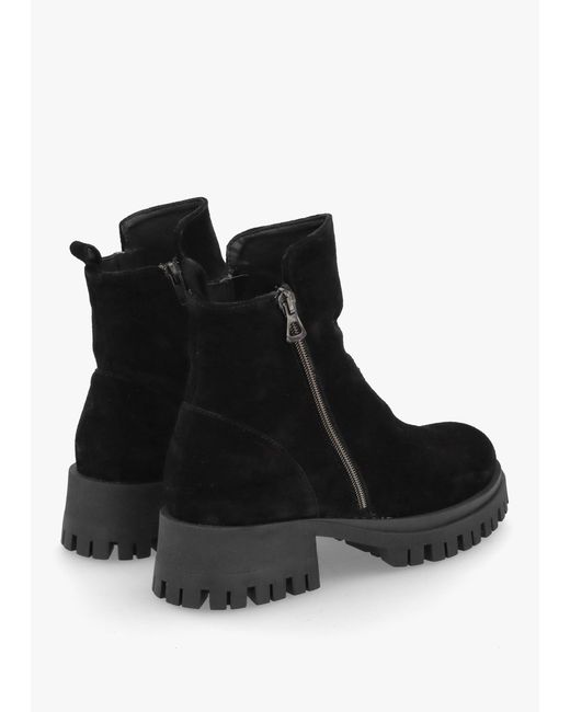 Daniel Lagos Black Suede Chunky Low Block Heel Ankle Boots