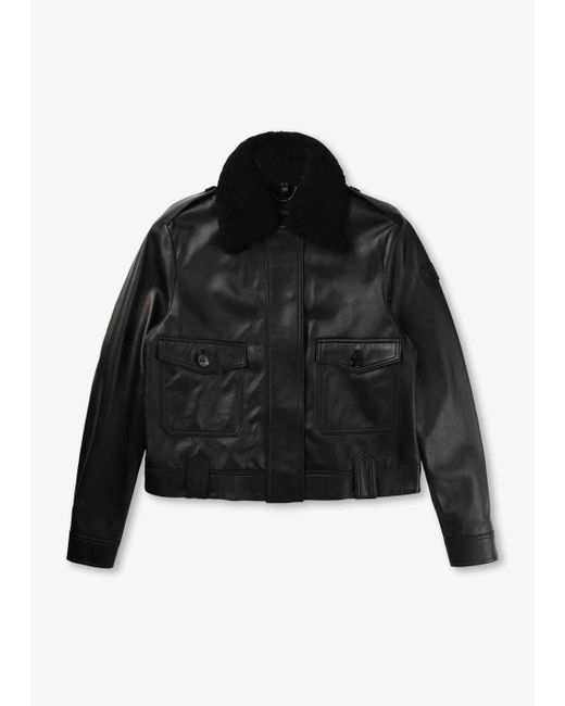 Belstaff Rowan Black Leather Jacket With Detachable Collar