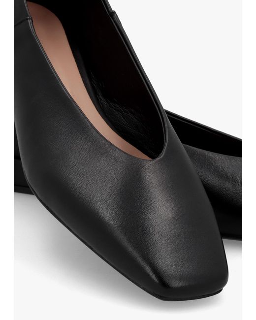 Daniel Saria Black Leather Square Toe Ballet Pumps