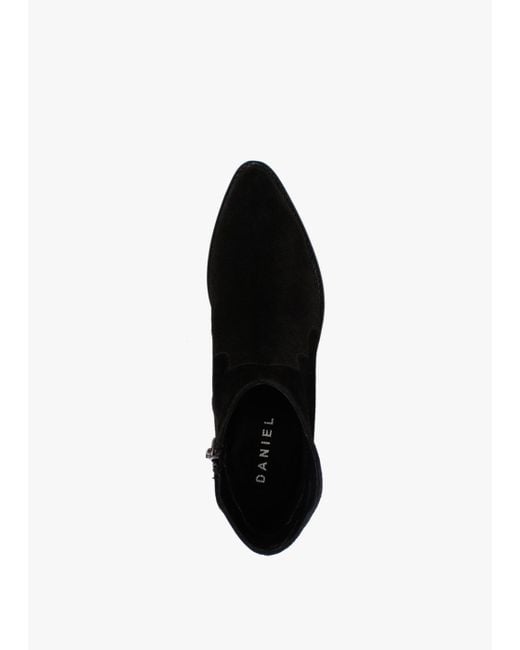 Daniel Becks Black Suede Western Ankle Boots