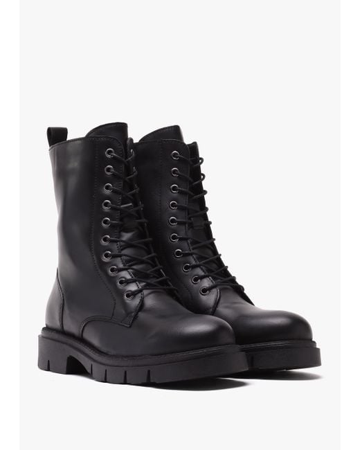 Daniel Lacie Black Leather Lace Up Ankle Boots