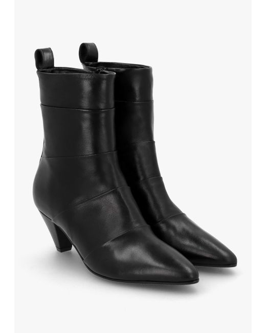 Daniel Napel Black Leather Pannel Cone Heel Ankle Boots