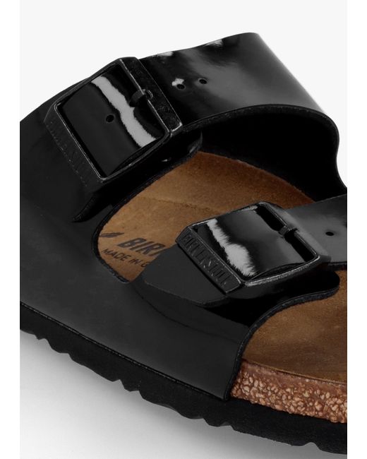 Birkenstock Arizona Birko-flor Black Patent Two Bar Mules