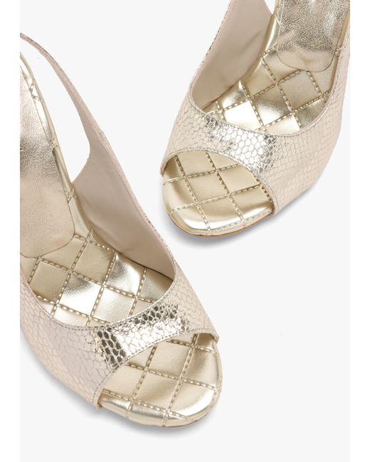 Daniel White Margot Gold Leather Reptile Sculpted Wedge Sandals