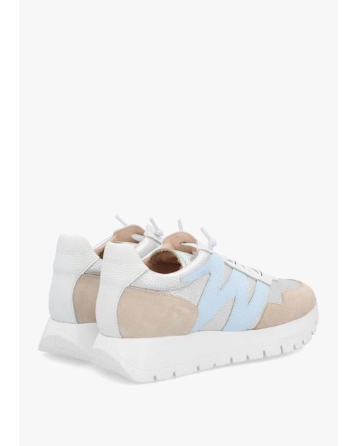 Wonders White Odisei Platino Metallic Leather & Suede Trainers