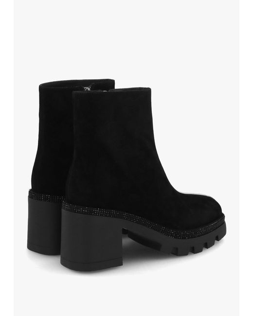 Daniel Black Ajewel Embellished Block Heel Ankle Boots