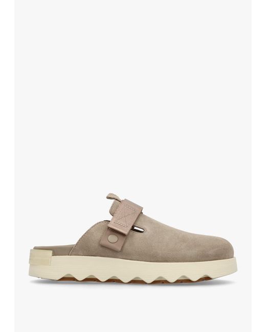 Sorel White Viibe Omega Taupe Honey Suede Clogs
