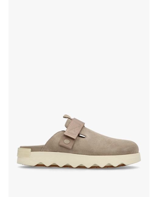Sorel White Viibe Omega Taupe Honey Suede Clogs