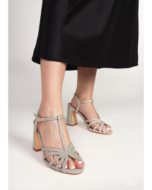 Daniel White Iceline Metallic T Bar Block Heel Sandals