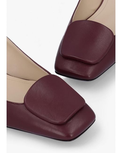 Daniel Purple Nessie Burgundy Leather Block Heel Court Shoes