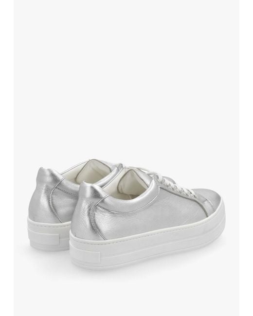 Daniel White Piccadilly Circus Silver Leather Flatform Trainers