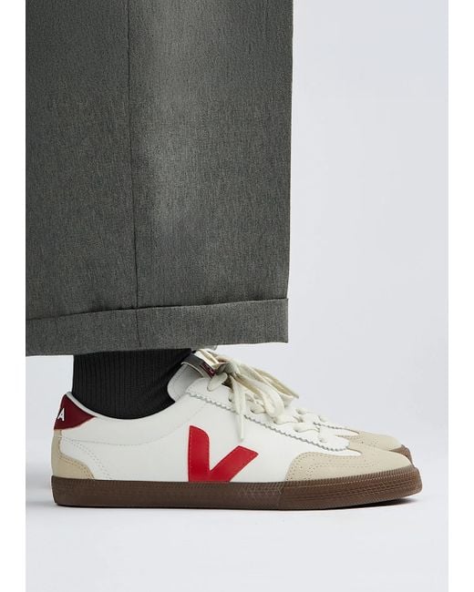 Veja White Volley O.T Leather Pekin Bark Trainers