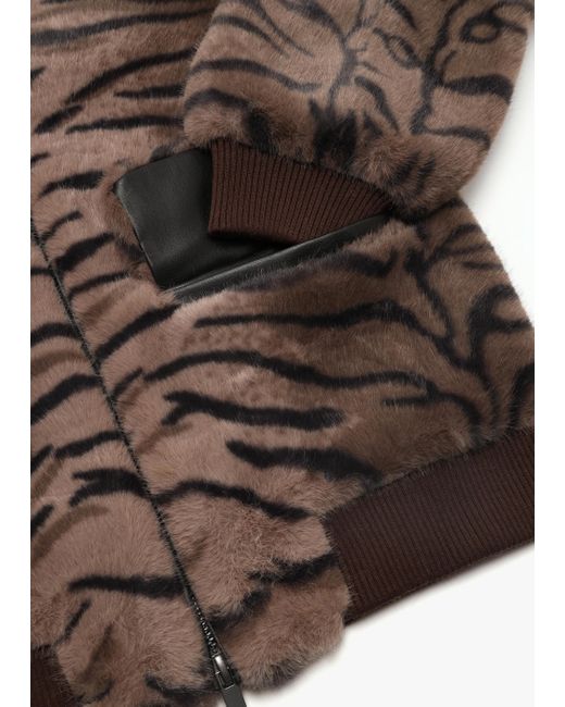 Charlotte Simone Ginger Brown Tiger Faux Fur Bomber Jackets