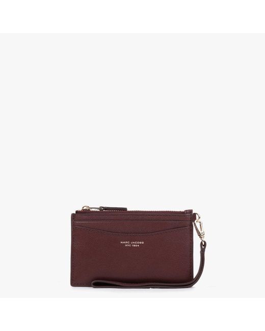 Marc Jacobs The Slim 84 Chianti Leather Top Zip Wristlet Purse in