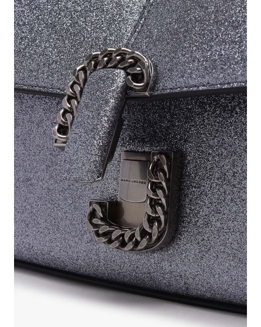 Marc Jacobs Gray The Galactic Glitter St. Marc Mini Top Handle Silver Leather Bag