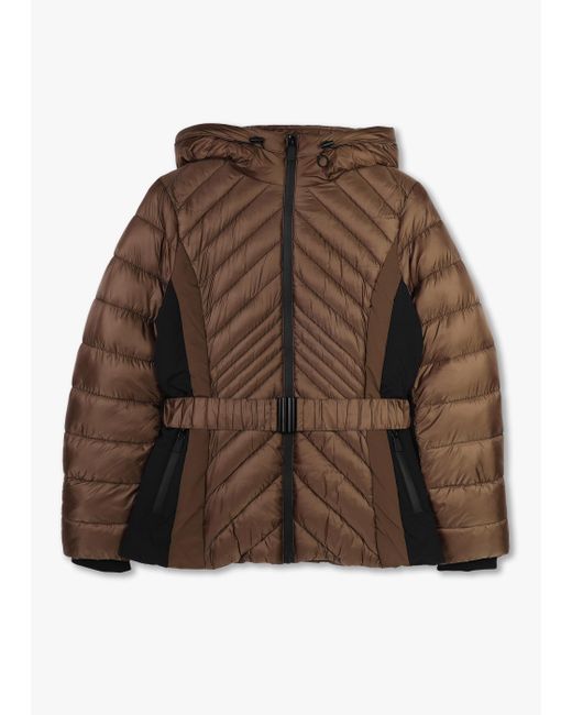 Elena Wang Brown Quilted Bronze Belted Puffer Jacket