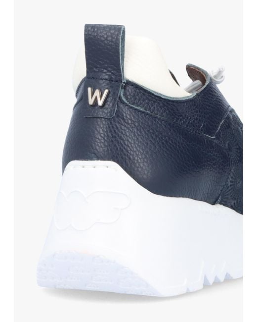 Wonders Blue Eleven Navy Leather Wedge Trainers