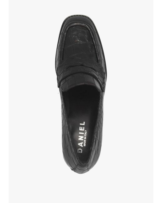 Daniel Black Python Leather Block Heel Loafers