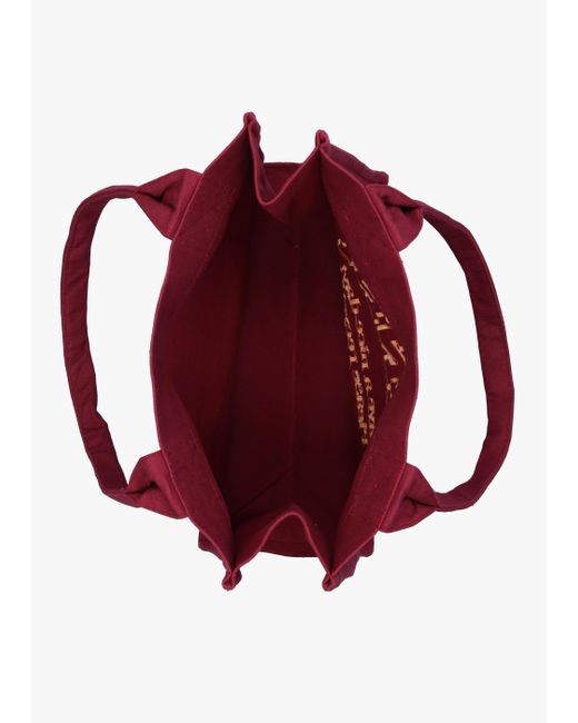 Ganni Red Large Burgundy Recycled Cotton Logo Shopper Bag