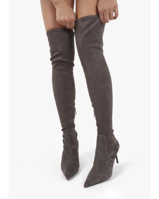 Daniel Black Stret Grey Suede Over The Knee Boots