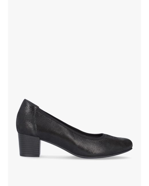 Caprice Augusta Black Leather Reptile Court Shoes | Lyst