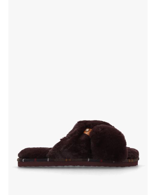 Barbour Multicolor Eliza Cross Over Faux Fur Slippers