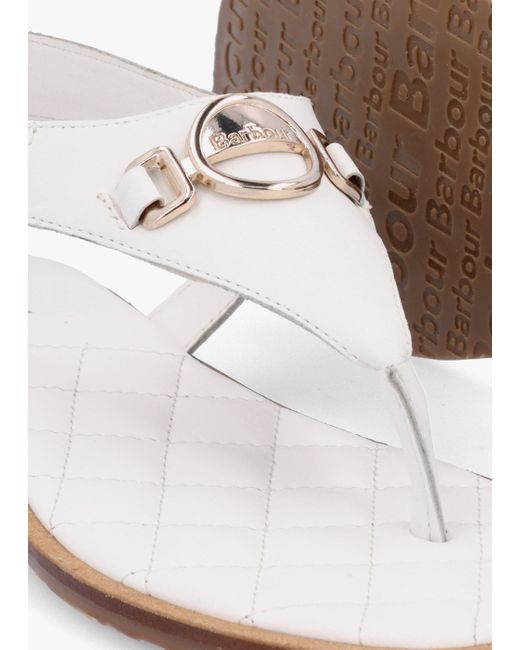Barbour Vivienne White Leather Toe Post Sandals