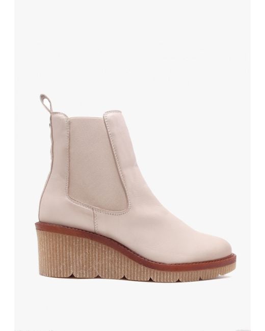 Moda In Pelle Natural Audyn Cream Leather Wedge Ankle Boots