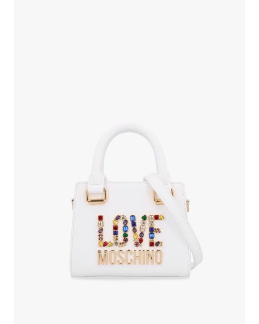 Love Moschino White Mini Rhinestone Bianco Cross-body Bag