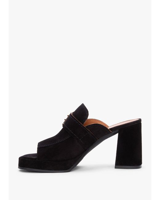 Alpe Black Memphis Block Heel Mules