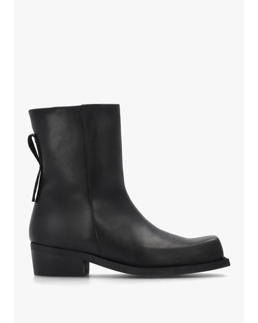 Daniel Black Square Toe Stacked Heel Ankle Boots