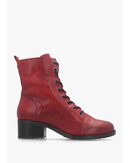 Moda In Pelle Bezzie Red Leather Block Heel Ankle Boots