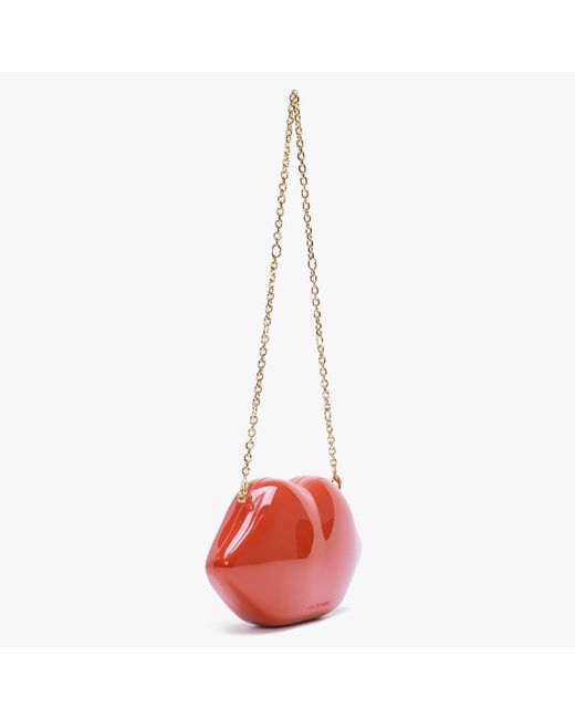 Lulu Guinness Lips Clutch Bag in Red Glitter | ASOS