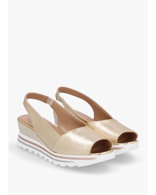 Daniel White Canna Gold Leather Peep Toe Wedge Sandals